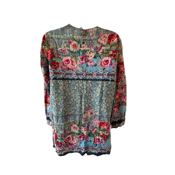 Johnny Was XS Blouse Vibrant Floral Cotton Embroidered Swing L/S Tunic Shirt - Picture 4 of 11
